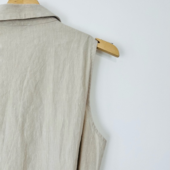 Hobbs Beige Linen Blend Sleeveless Tie Waist Button Up Shirt Dress UK 14 - Picture 10 of 16